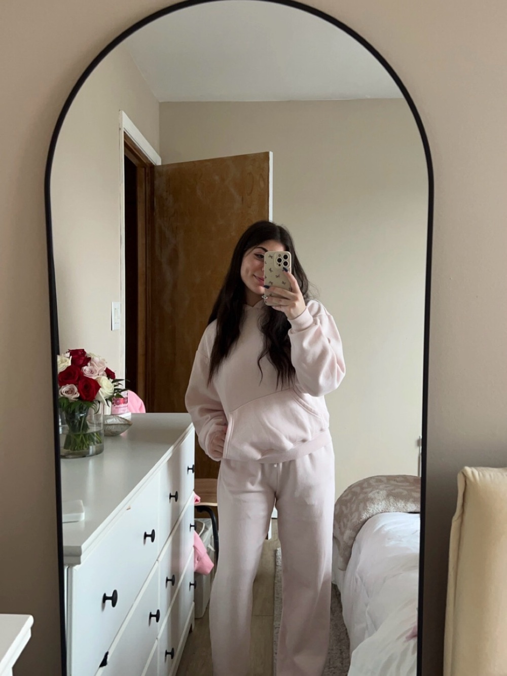 SKIMS Light Pink Cozy Sweatshirt & Lounge Pants Set
